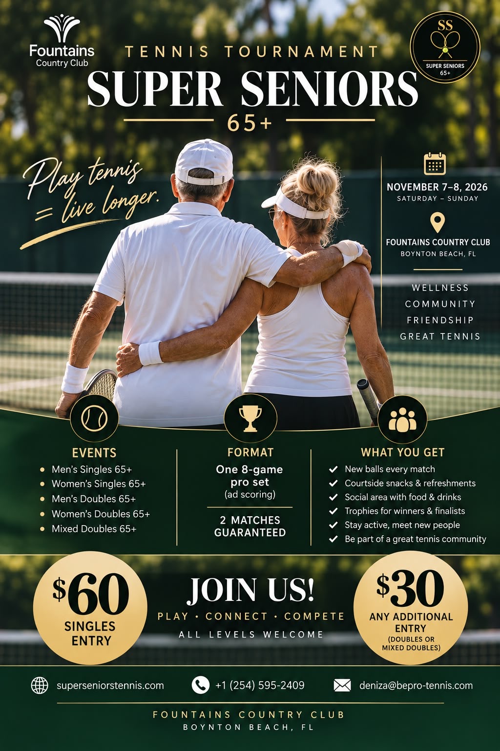 Super Seniors 65+ Tennis Tournament official flyer